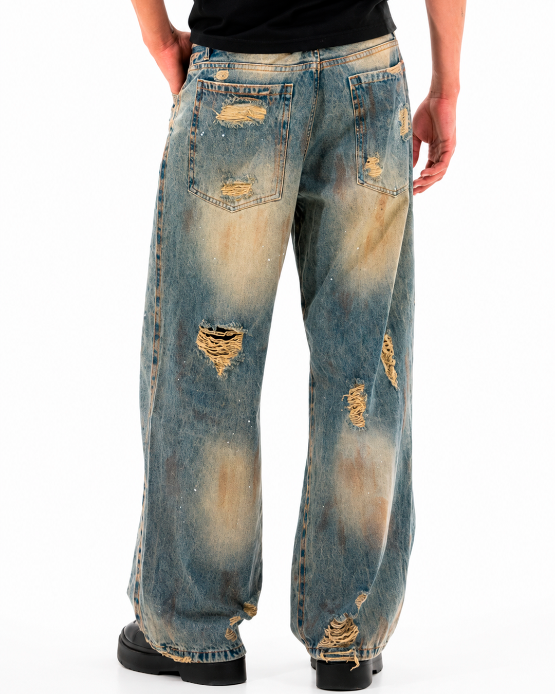 Jean Oversize Azul Destroyer Manchado