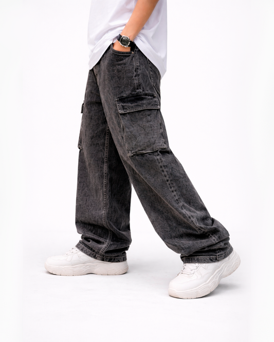Jeans Cargo Baggy Gris Vintage
