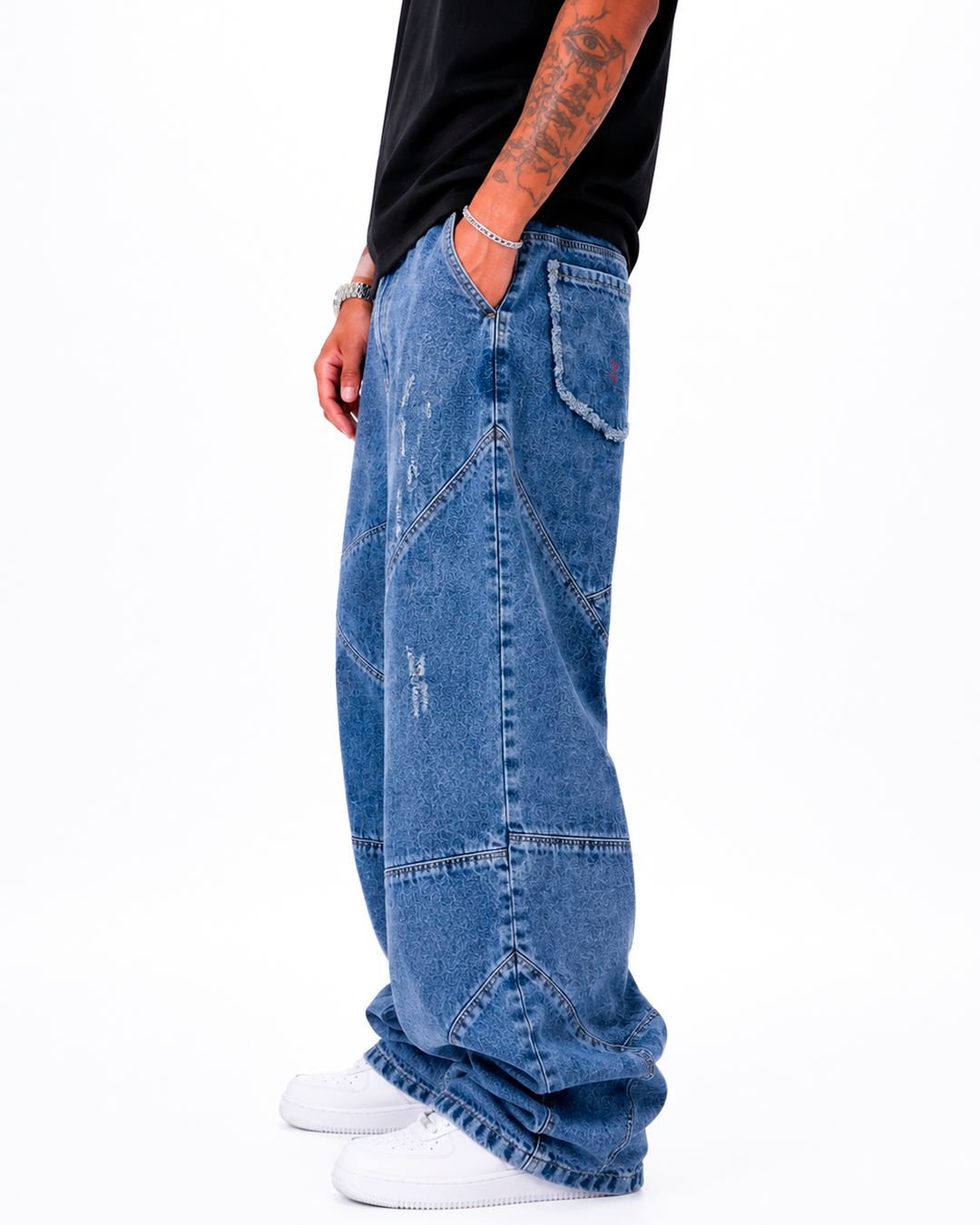 Jean Oversize Azul stone Bolsillos Deshilachados