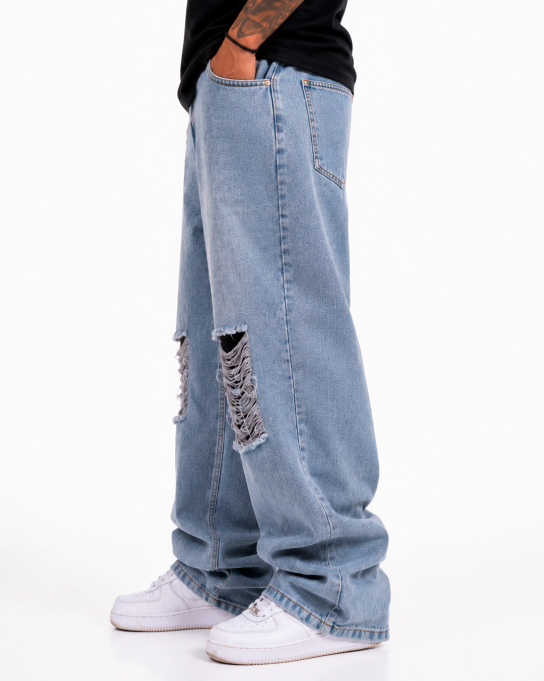 Jean Oversize Azul Claro Destroyed