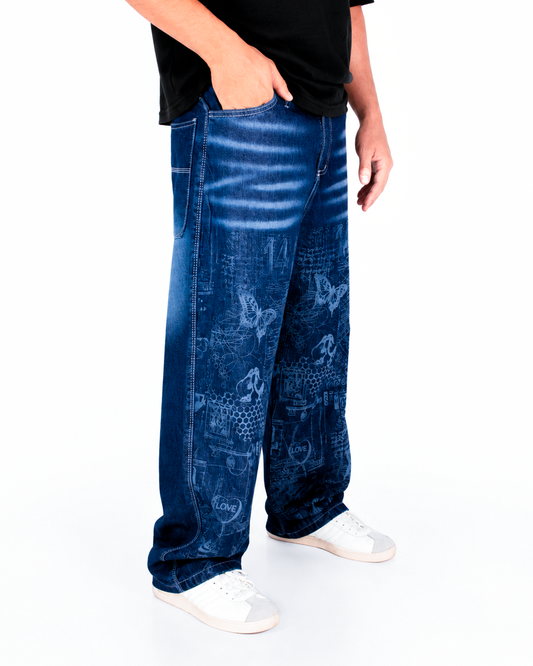 Jean Baggy Azul Stone Lasser Mariposa