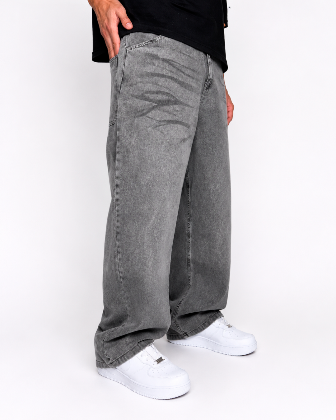Jean Baggy Gris Washed Oversize