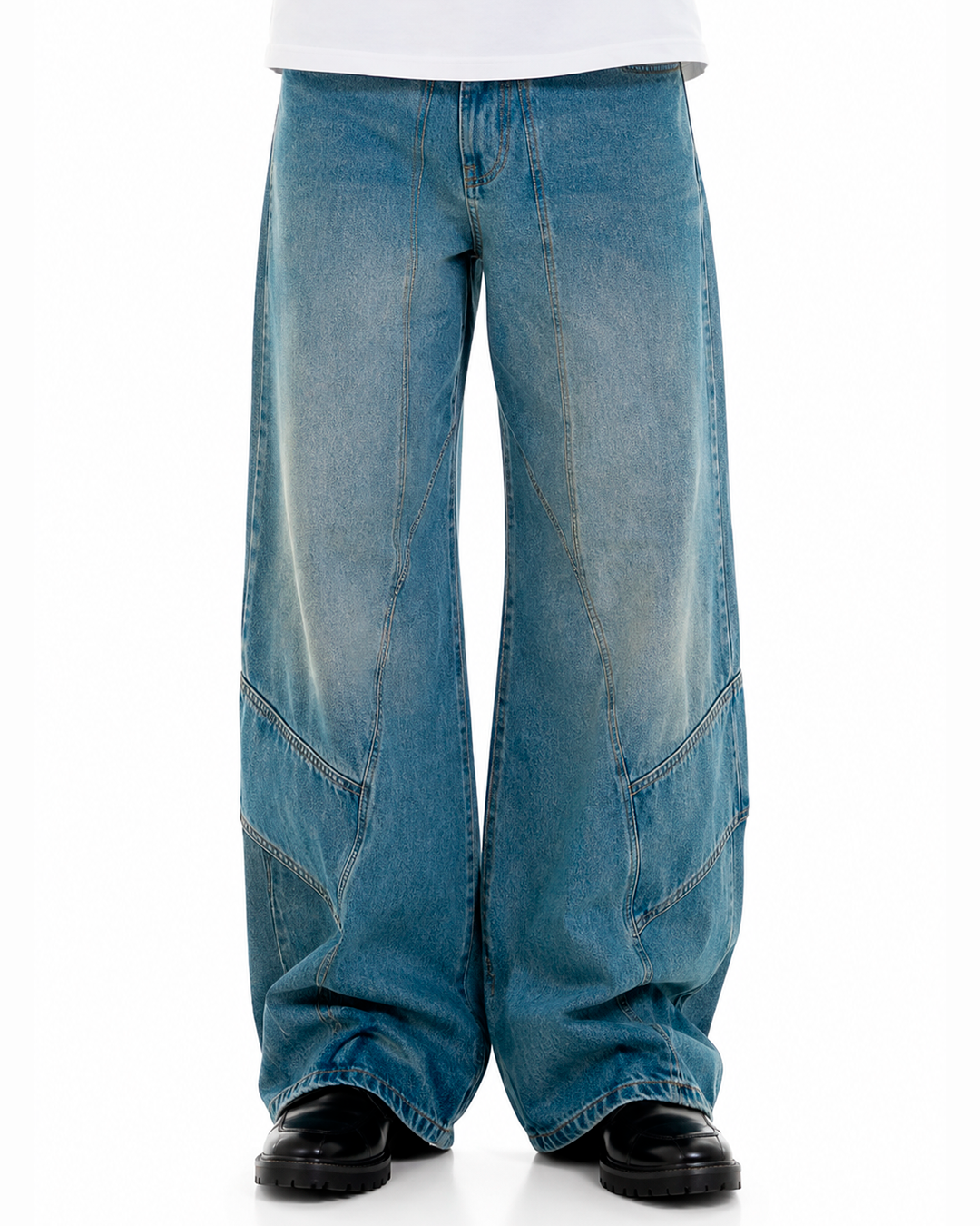 Jean Oversize Azul Claro Costuras Curvas