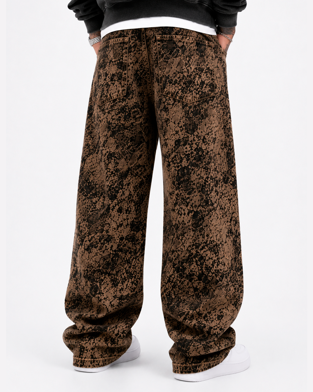 Pantalón Drill Oversize Estampado Serpiente