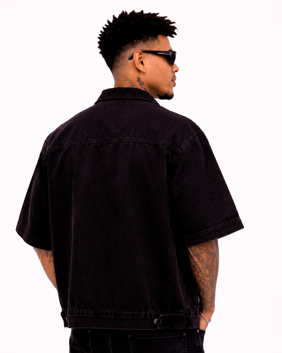 Camisa Oversize En Jean Morado en wash