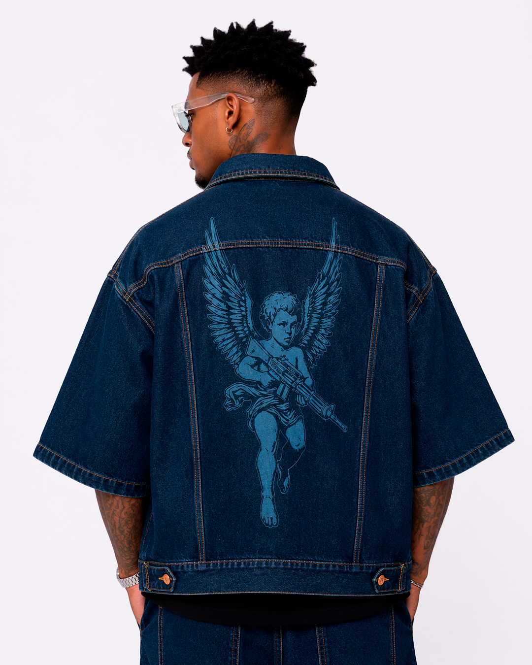 Camisa Oversize En Jean Ángeles En Lasser Azul Petróleo