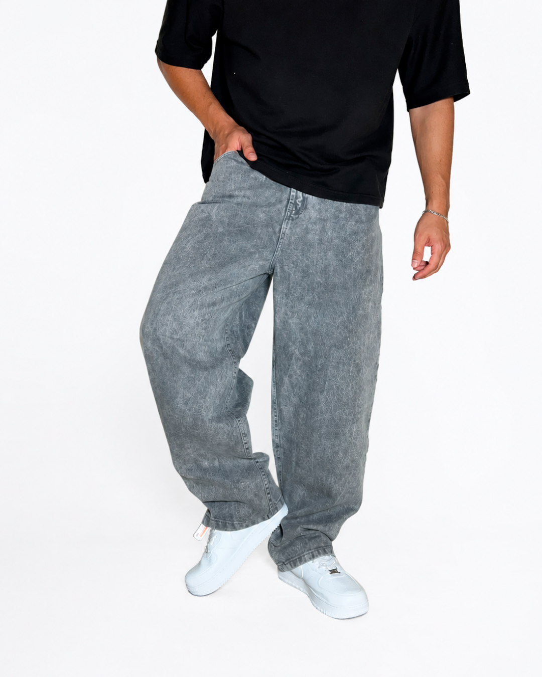 Jean Baggy Gris Claro Oversize