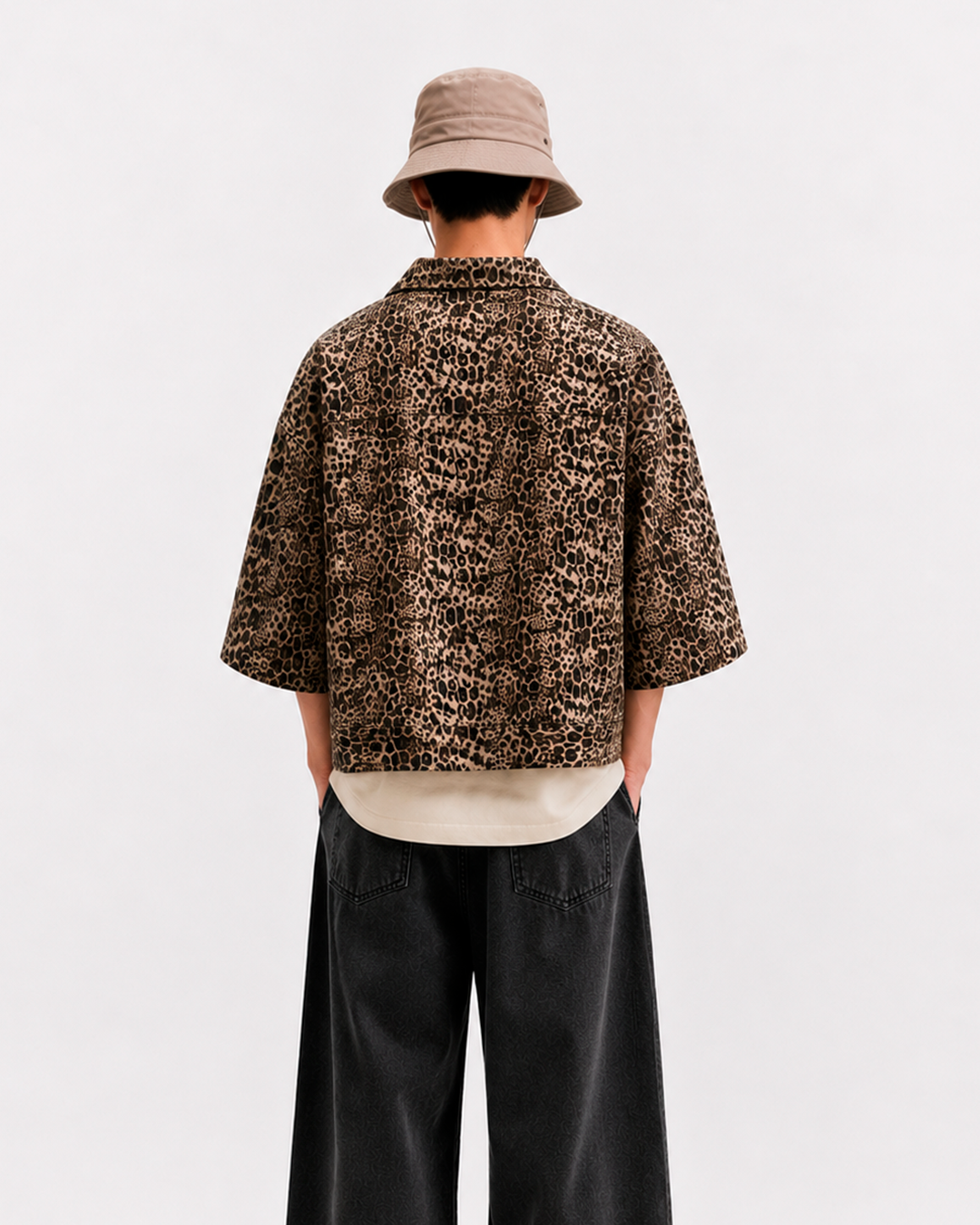 Camisa Oversize  En Jeans AnimalPrimt Leopardo
