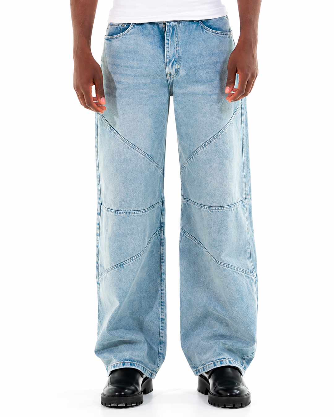 Jean Oversize Costuras Curvas Azul Claro