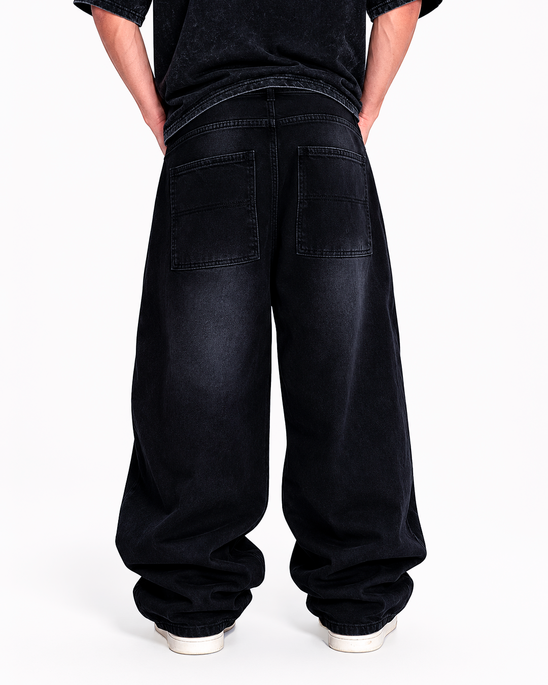 Pantalón Oversize Gris Oscuro Rotos Rodilla
