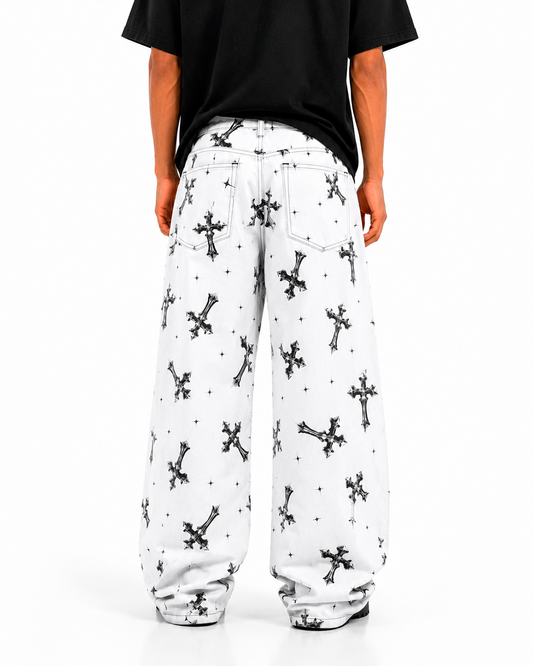Jean Oversize Blanco Cruces