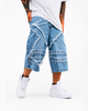 Jorts Oversize Flecos Estrella Azul Claro