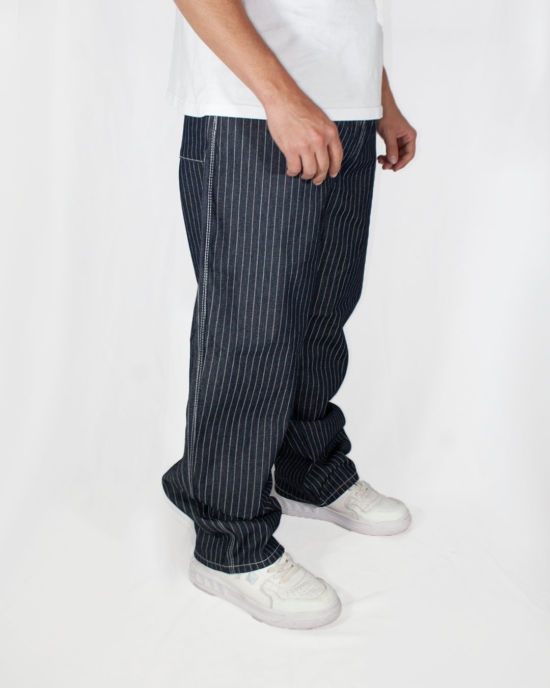 Pantalón Baggy Rayas Azul Oscuro