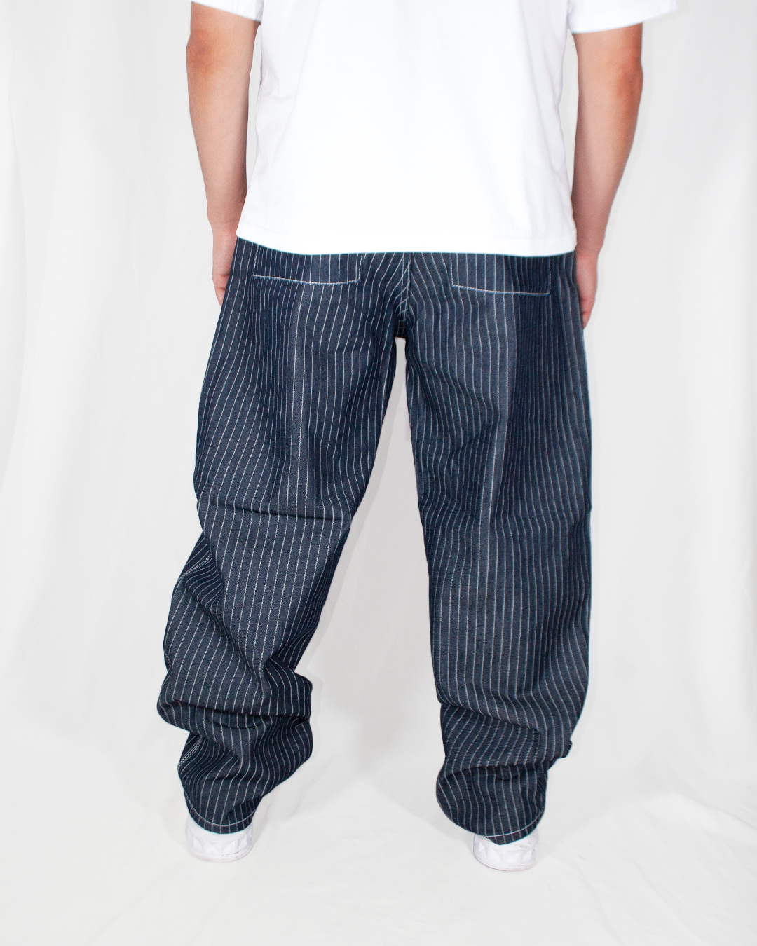 Pantalón Baggy Rayas Azul Oscuro
