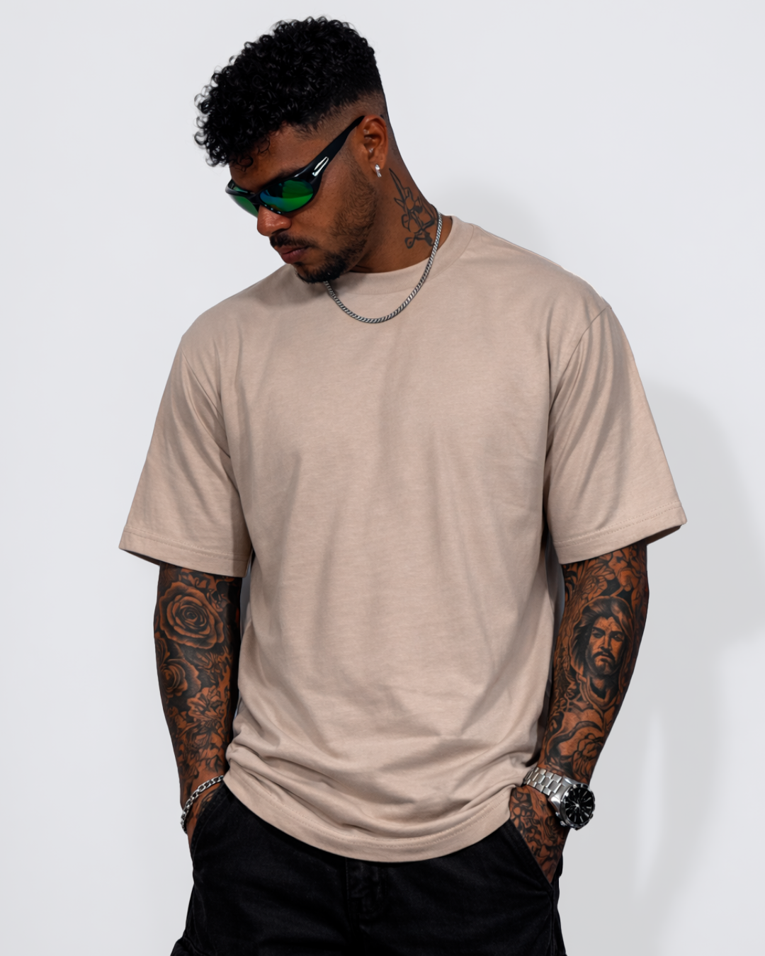 Camiseta Básica Oversize Beige