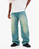 Jean Oversize Azul Claro Verdoso Costuras Curvas