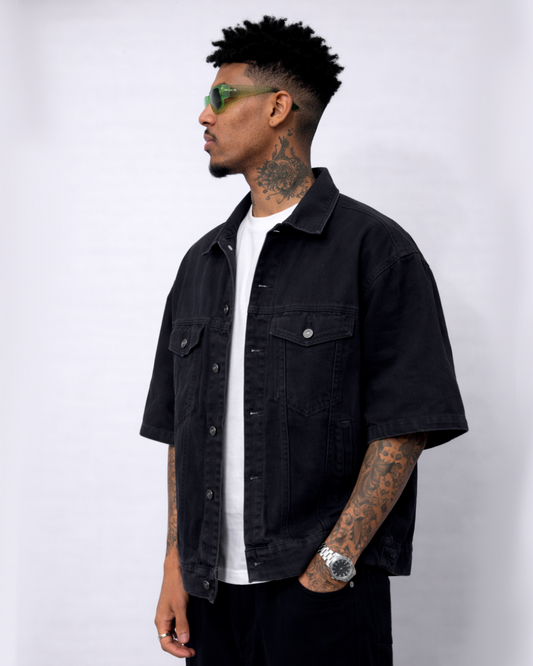Camisa Oversize en Jean Canva Negro Mono