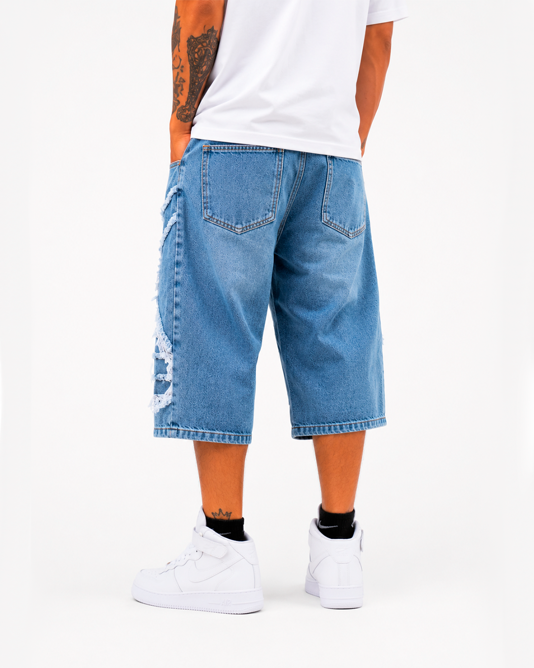 Jorts Oversize Flecos Estrella Azul Claro