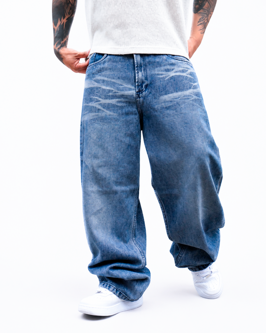 Jean Baggy Azul Medio Bigotes