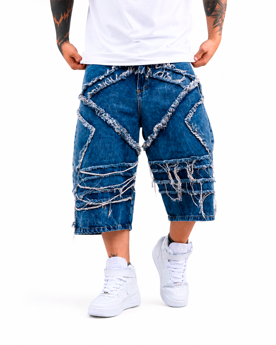 Jorts Oversize Flecos Estrella Azul Verdoso