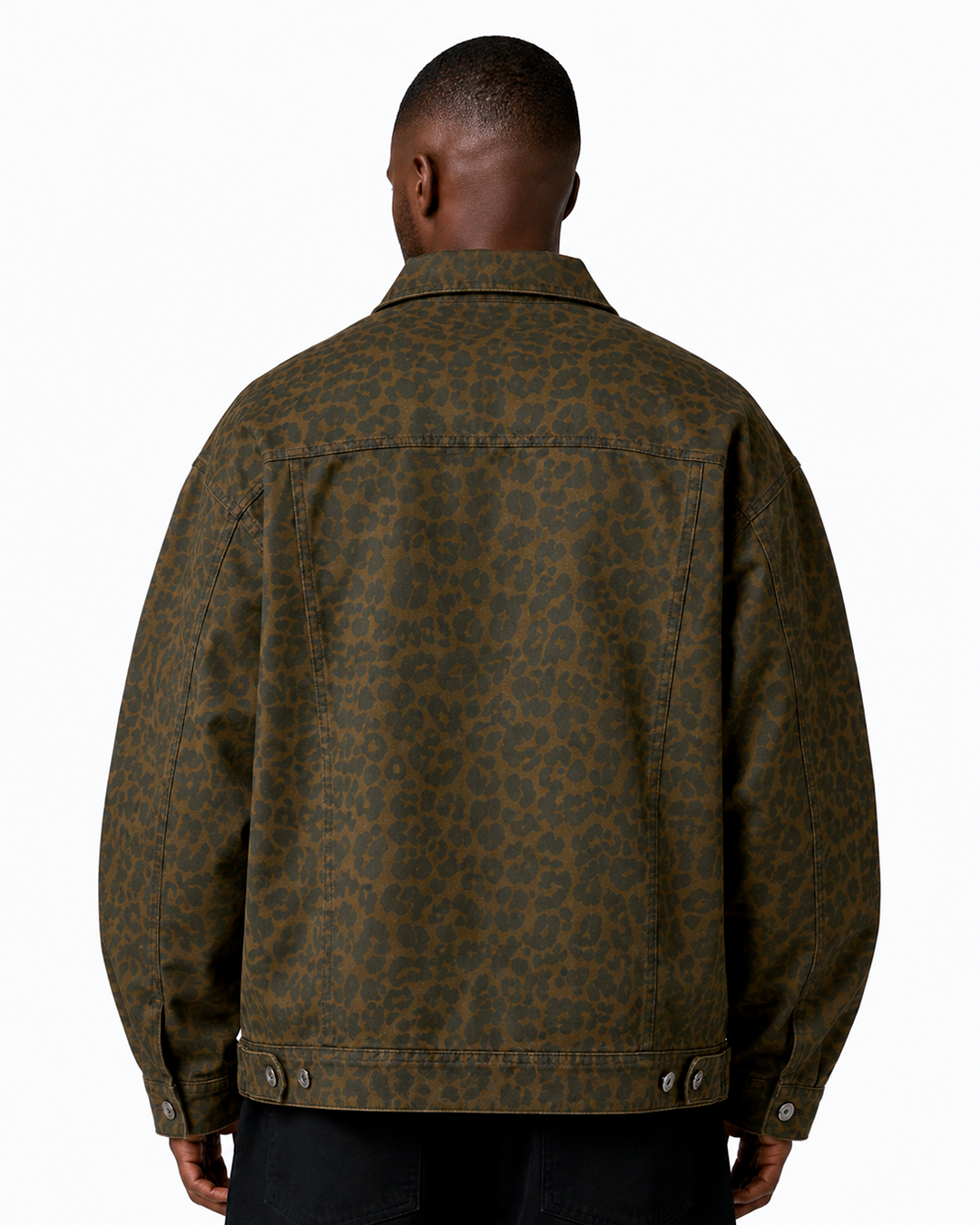 Chaqueta de Jean Manga Larga Estampado Animal Print Café