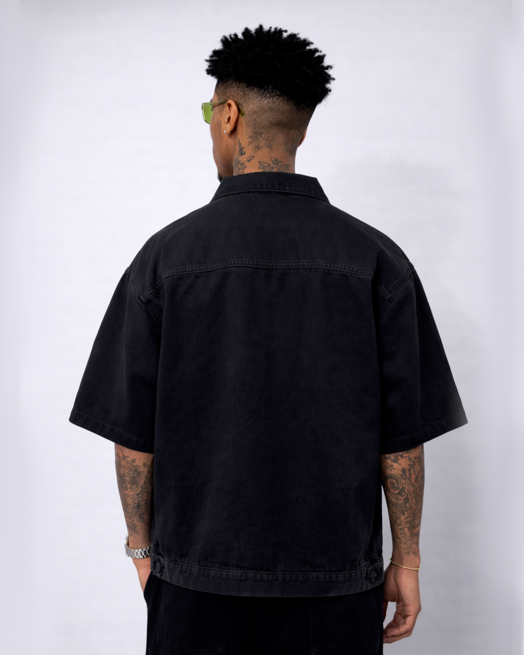 Camisa Oversize en Jean Canva Negro Mono