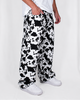 Pantalón Baggy Animal Print Vaca Blanco y Negro