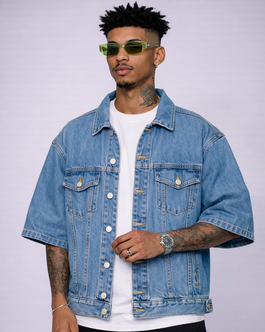 Camisa Oversize En Jean Azul Verdoso
